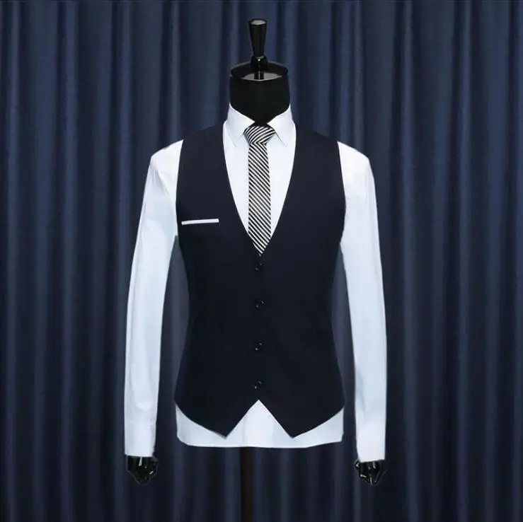 New Hot 2023 Korean Men's Top Designed Slim Fit Skinny Dress Waistcoat High quality business casual Men suit Vest S-3XL