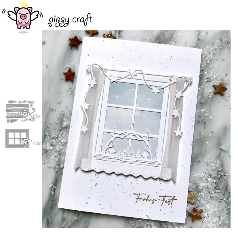 Piggy Craft metal cutting dies cut die mold Window star curtain Scrapbook paper craft knife mould blade punch stencils dies