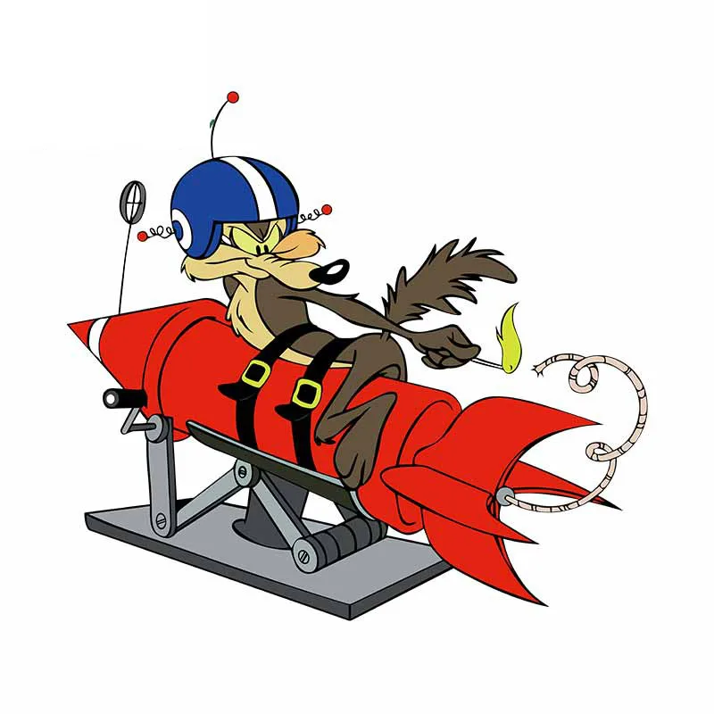 Cartoon  Sticker FOR Wile E Coyote Rocket Vinyl Decal Anime  Styling Waterproof Accessories KK 13cm X12cm