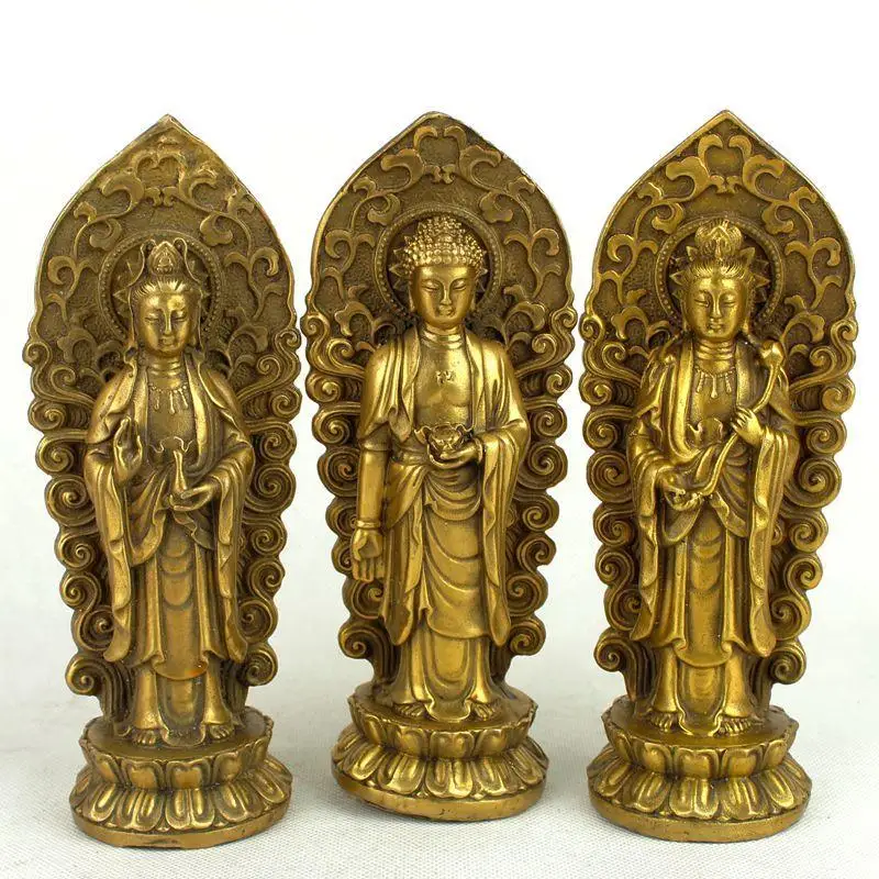 

Pure copper, the three saints of the west, buddha statue, Amitabha, Guanyin , Mahasthamaprapta Bodhisattva, 3 style optional~