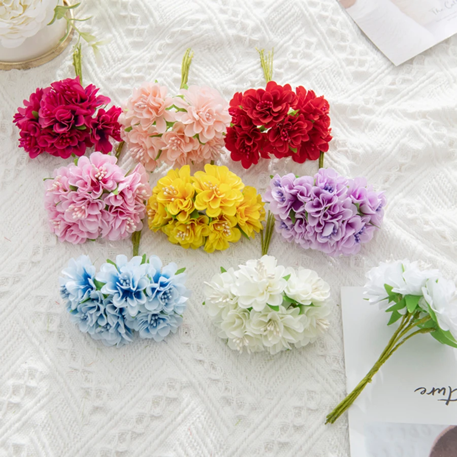 Künstliche Blumen Mini-Bouquet Staubgefäße Hochzeit Party Weihnachten DIY-Dekorationen Handgemachte Girlanden für Zuhause Scrapbooking Kunstpflanzen – Detail 1