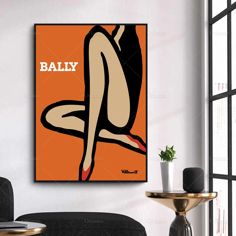 Bally Legs Woman Poster, Bally Legs Woman Print, Bernard Villemot Art, Vintage Prints, Bally Poster Print, Legs Orange Print