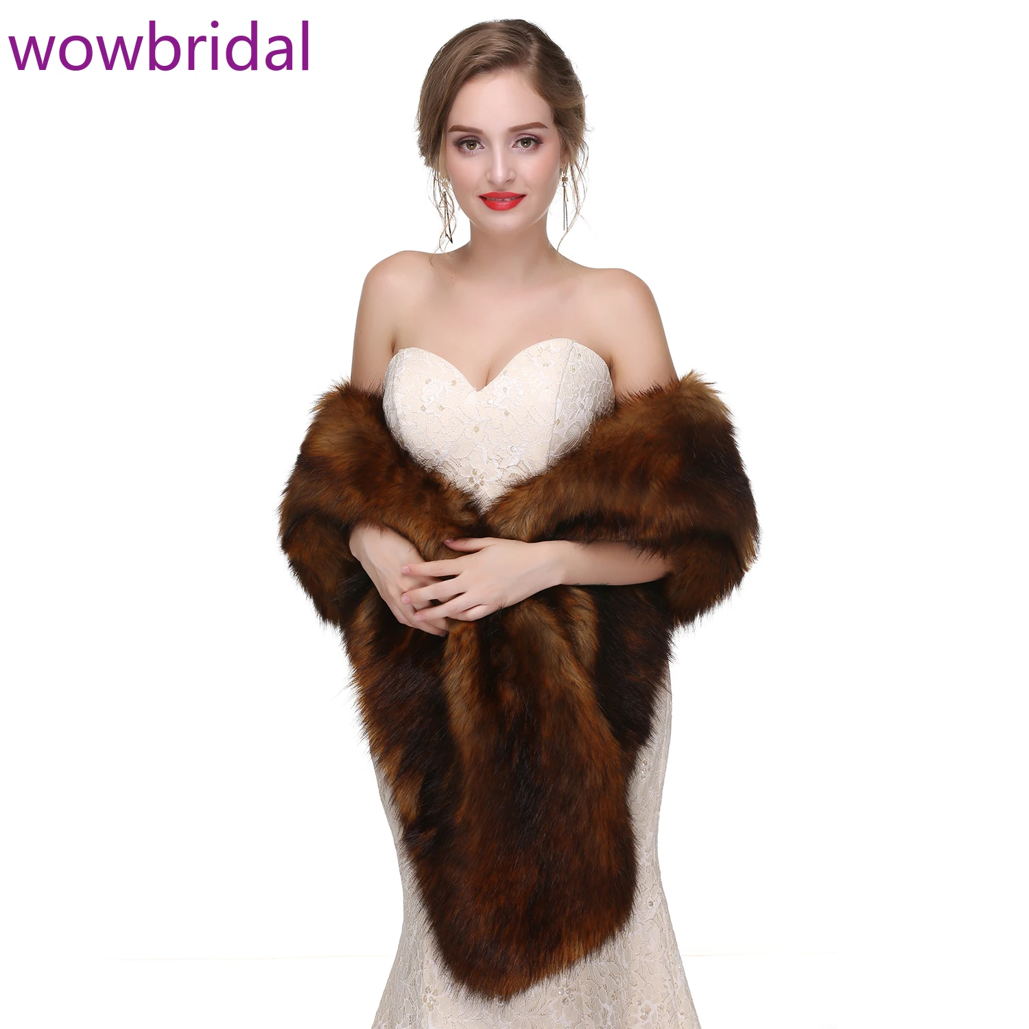 

WOWBRIDAL Warm Faux Fur Winter Bridal Cape Wedding Cloaks Party Wraps Jacket Wrap Boleros De Encaje Boleros De Mujer