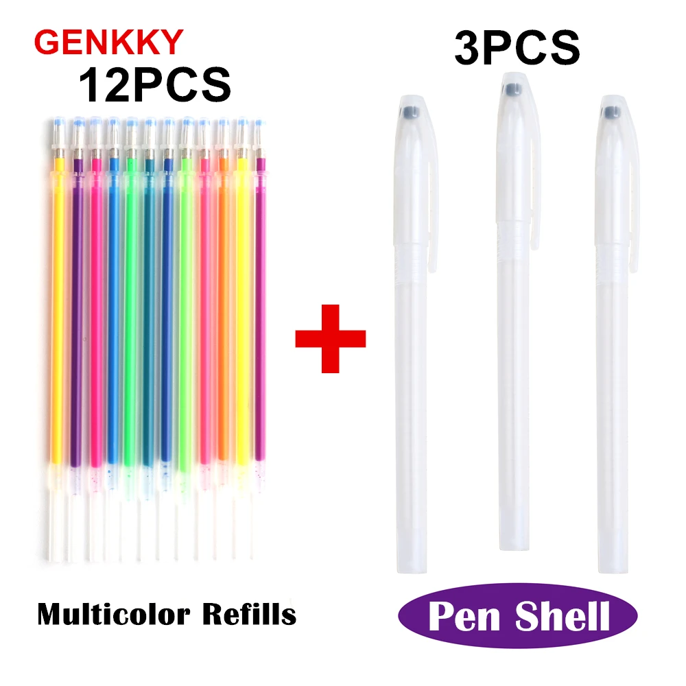 15Pcs/Set Flash Gel Pen Highlight Cute Candy Color Full Shinning Refill Colorful Fluorescent For Children Painting Graffiti Pen