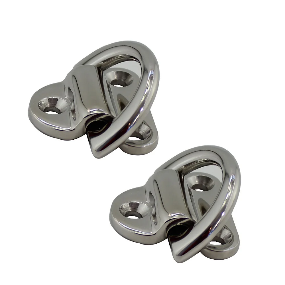 2PCS 316 Stainless Steel Folding Pad Eye Plate With Ring 6mm 8mm 10mm Heavy Duty Marine Hardware Folding Pad Eye