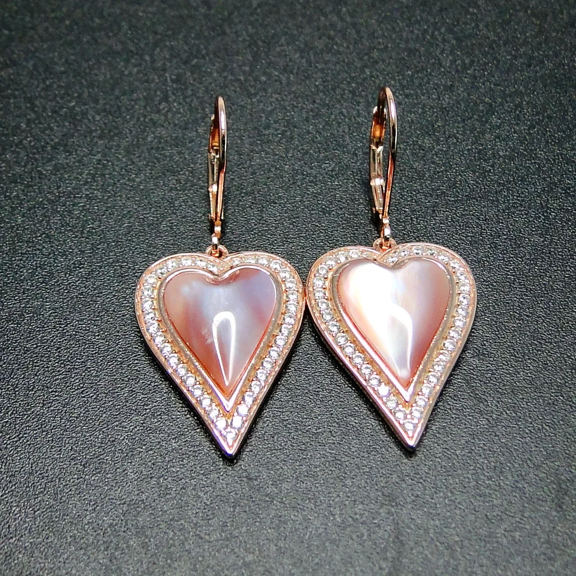 

Hot Selling Mother Of Pearl Jewelry 925 Sterling Silver Natural Pink MOP Heart Womens Dangle Drop Earrings For Gift