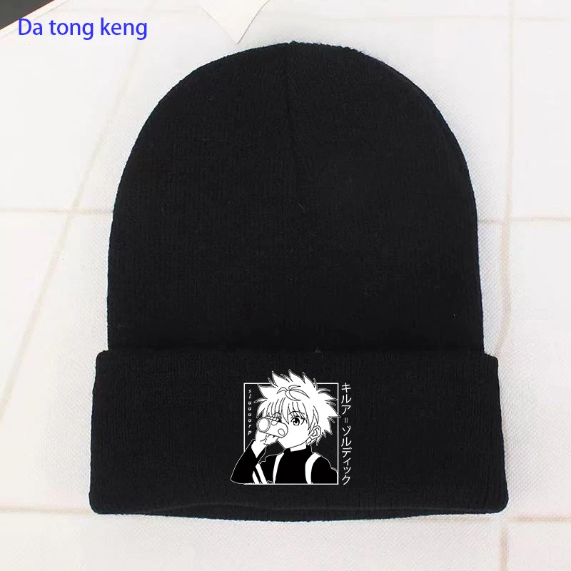 Hunter X Hunter – chapeau d'hiver brodé en coton tricoté, Skullies, chapeau de Sport de plein air, Anime japonais