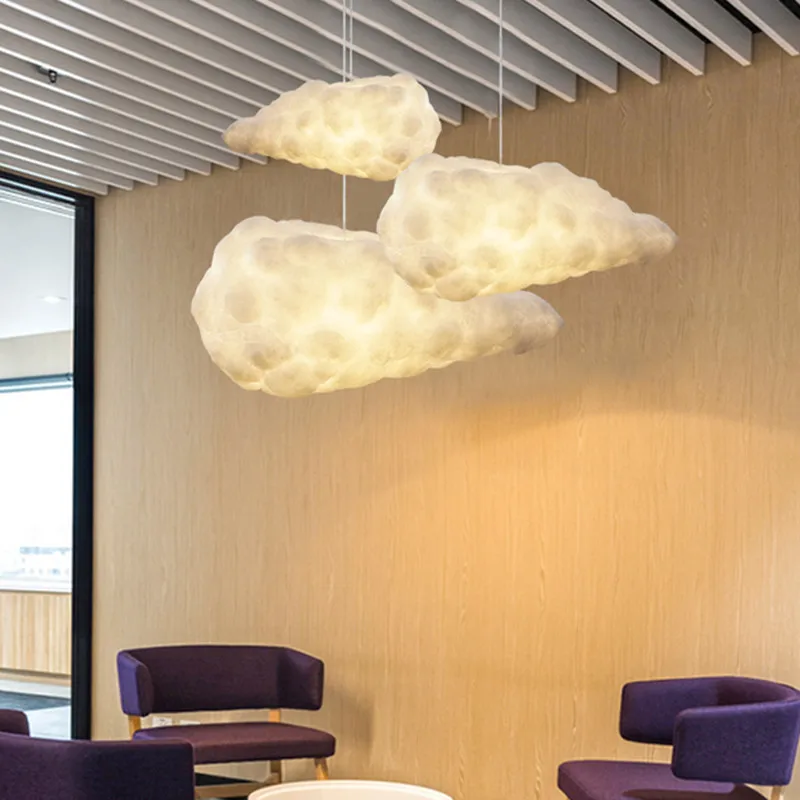 Lámpara de araña nórdica para decoración de habitación de niños, luz Led blanca creativa para dormitorio, cafetería, restaurante, arte en la nube