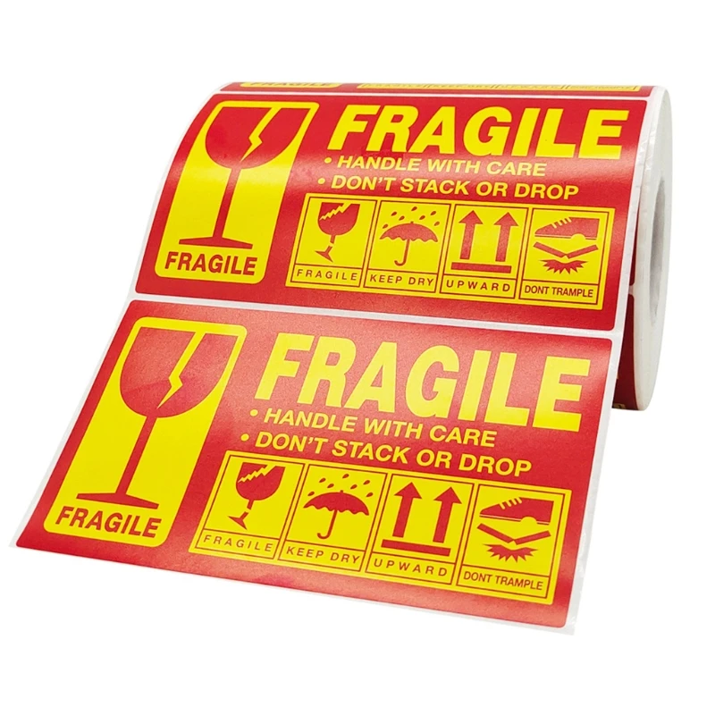 500pcs Fragile Stickers Warning Label Sticker Handle With Care Don\'t Stack or Drop Sticker Shipping Label for Goods