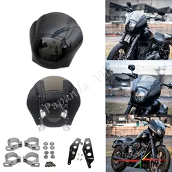 Club Style Quarter Fairing w/Mount Bracket 42mm-49mm Fork Headlight Fairing Cowl Mask for Harley Dyna Street Bob Sportster XS XL
