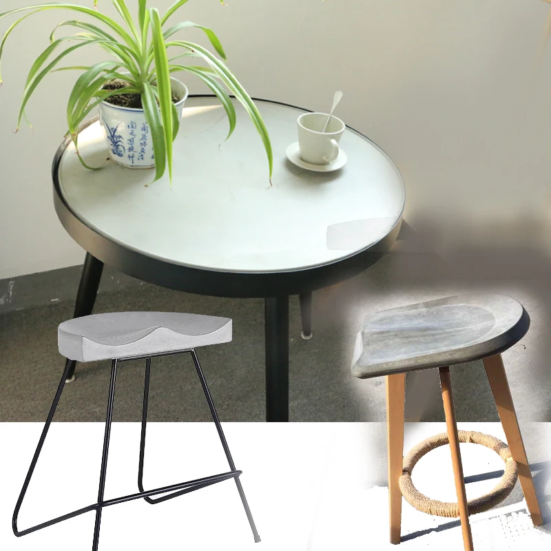 

Concrete table and chair mold Concrete home furniture molds Customization acceptable Cement bar stool silicone mold