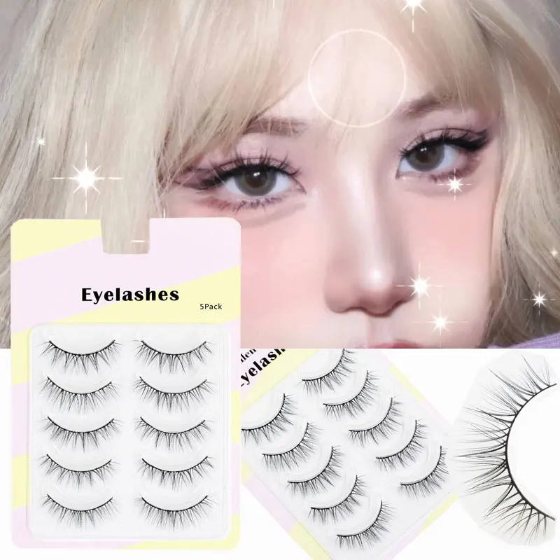 Eye Makeup Accessories 5 Pairs Super Light Lashes Thin Eyelashes Simulated Fake Eyelash Beginner Makeup Tools Cross Eyelashes