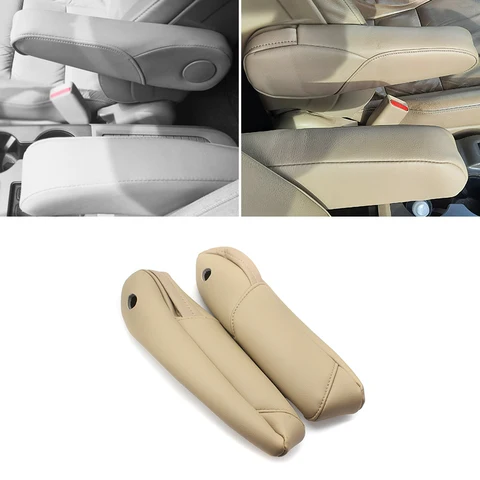 Чехол для подлокотника Honda CRV CR-V, 2007, 2008, 2009, из искусственной кожи, бежевый, с губкой, 2 шт.