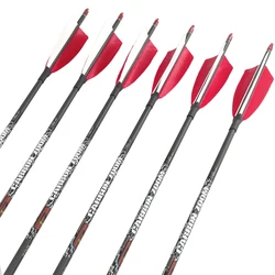 Archery Spine 400 500 600 700 800 900 1000 1100 Carbon Arrow Shafts Turkey Feather Recurve Bow Traditional Longbow Hunting