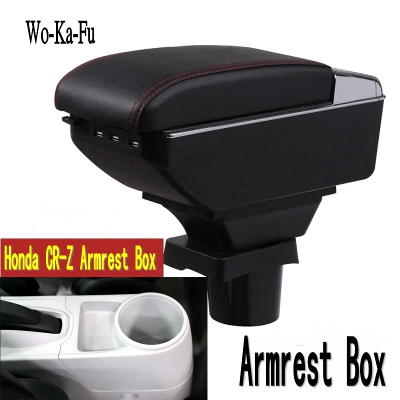 For Honda CR-Z CRZ Armrest Box Arm Elbow Rest Center Console Storage with Phone Charging USB Interface Cup Holder