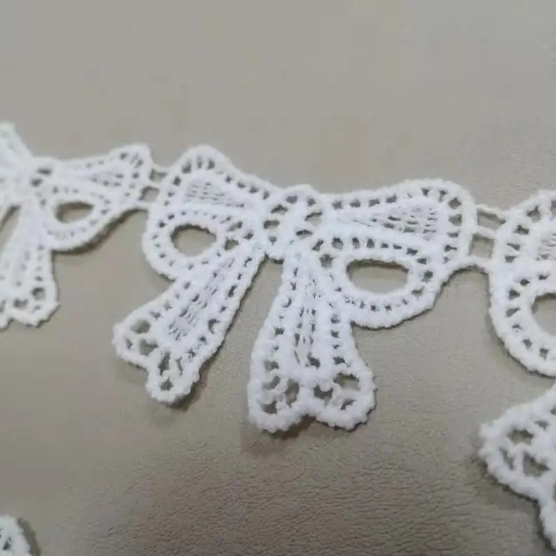 1Yards Latest Embroidery Bow Lace Fabric 4cm Guipure White Lace Ribbon For Sewing Trim Dress Trimmings Crafting Decoration VG26