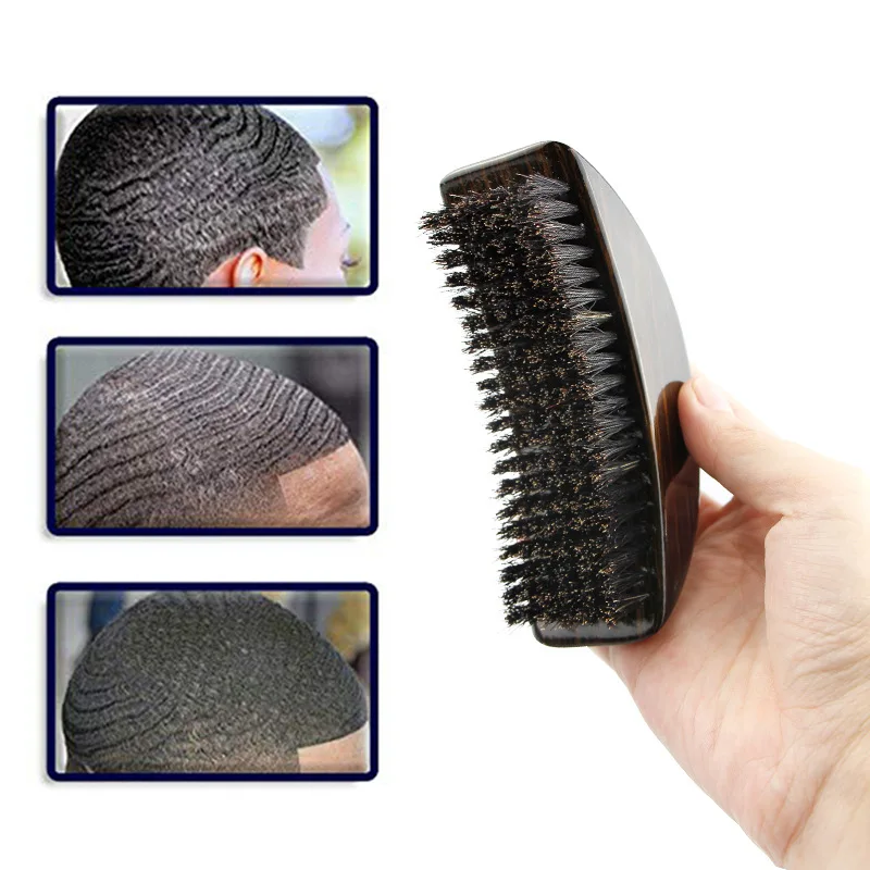 Wave Brush Beard Bristles Boar Nylon Shaving Hair Brush Afro Moon Short Handled Man Facial Cleansing Brush Styling Comb