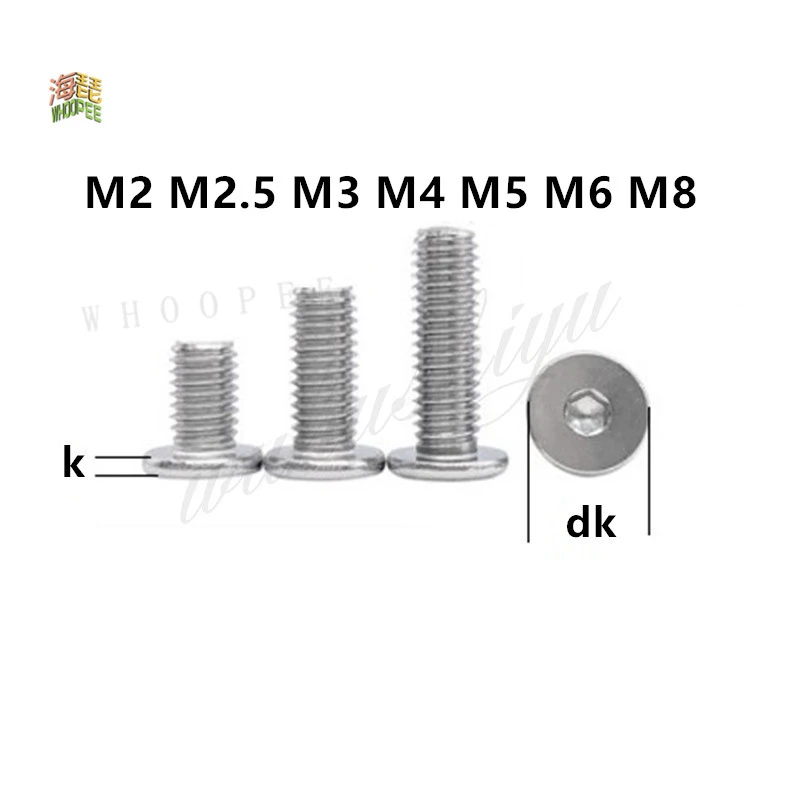 

5-100Pcs CM M2 M2.5 M3 M4 M5 M6 M8 stainless steel Hex Hexagon Socket Ultra Thin Super Low Flat Wafer Head Allen Cap Screw Bolt