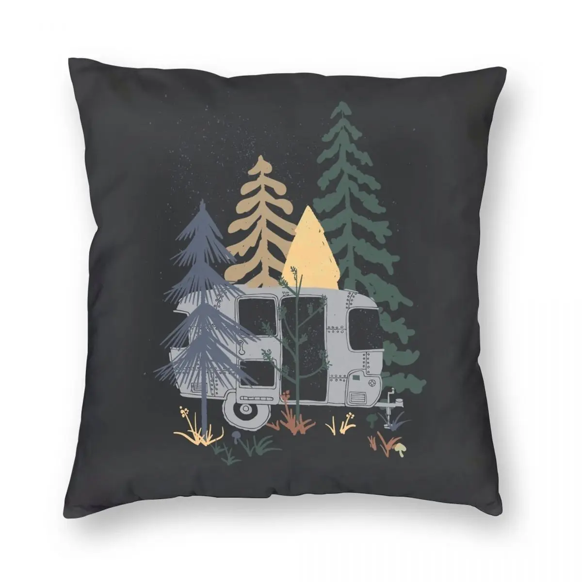 Wild Airstream Square Pillowcase Polyester Linen Velvet Printed Zip Decor Sofa Seater Cushion Cover 45x45