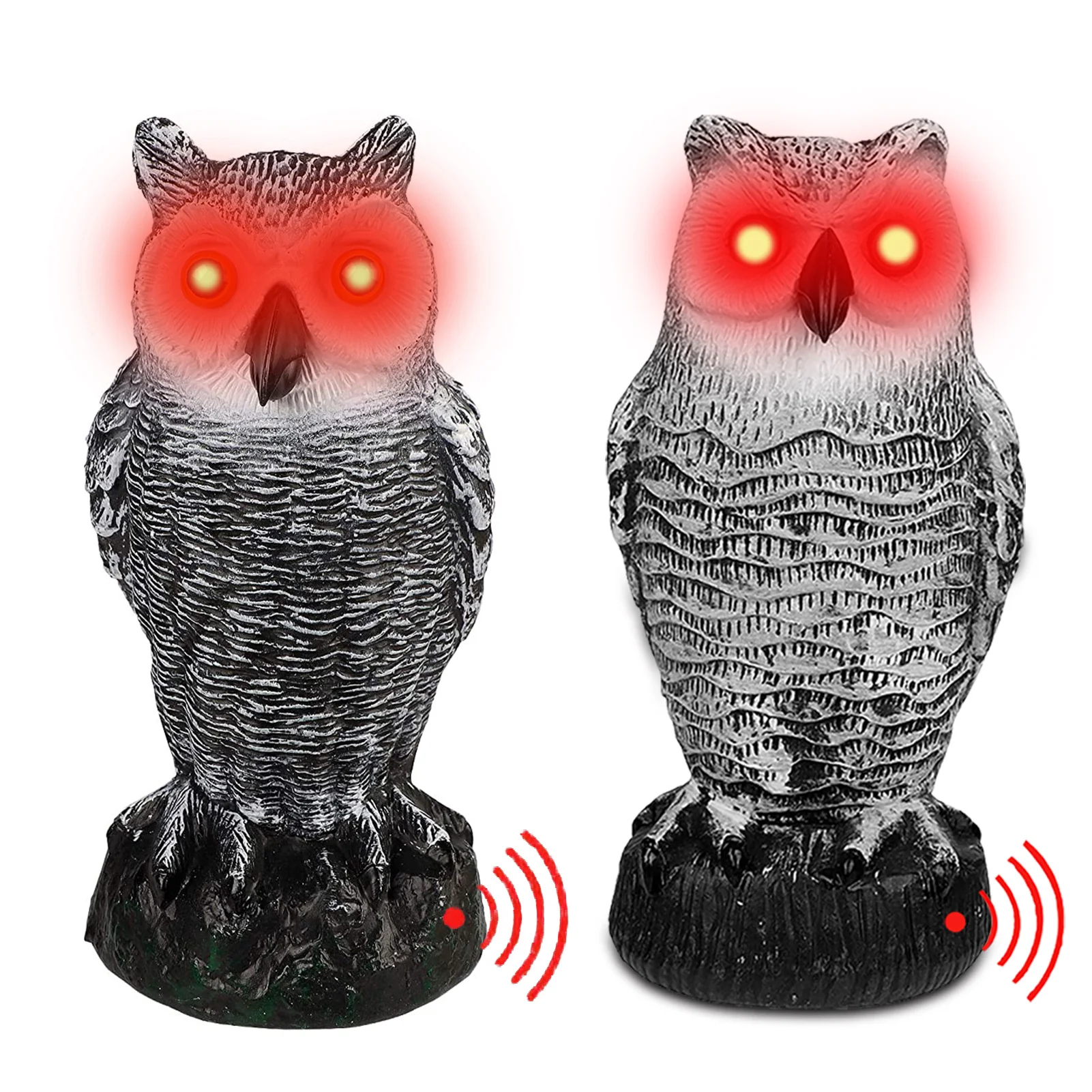 

Simulation Battery Powered OWL To Scare Birds Scarecrow Fake Horned Owl Decoy Sound Control Luminous Owl Garden Decoration #WO