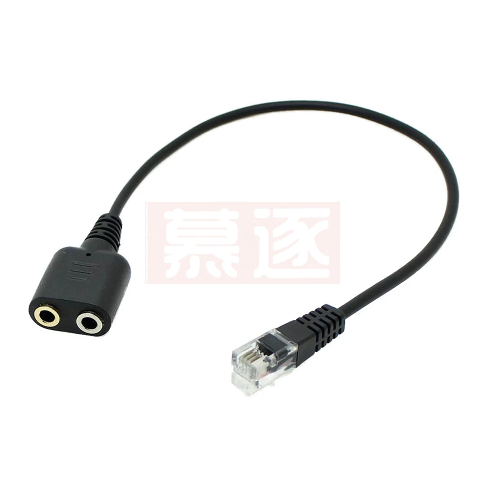 Neue 1 قطعة 25 سنتيمتر المزدوج 3,5 مللي متر الصوت جاك Weiblichen zu Mannslichen RJ9 Stecker محول محول Kabel جهاز كمبيوتر شخصي سماعة Telefon Mit #2