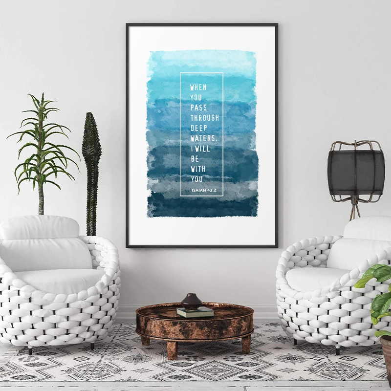 Bible Verse Wall Art Canvas Poster Wall Art Painting Watercolor Quote Christian Picture for Living Room God Religious Home Decor