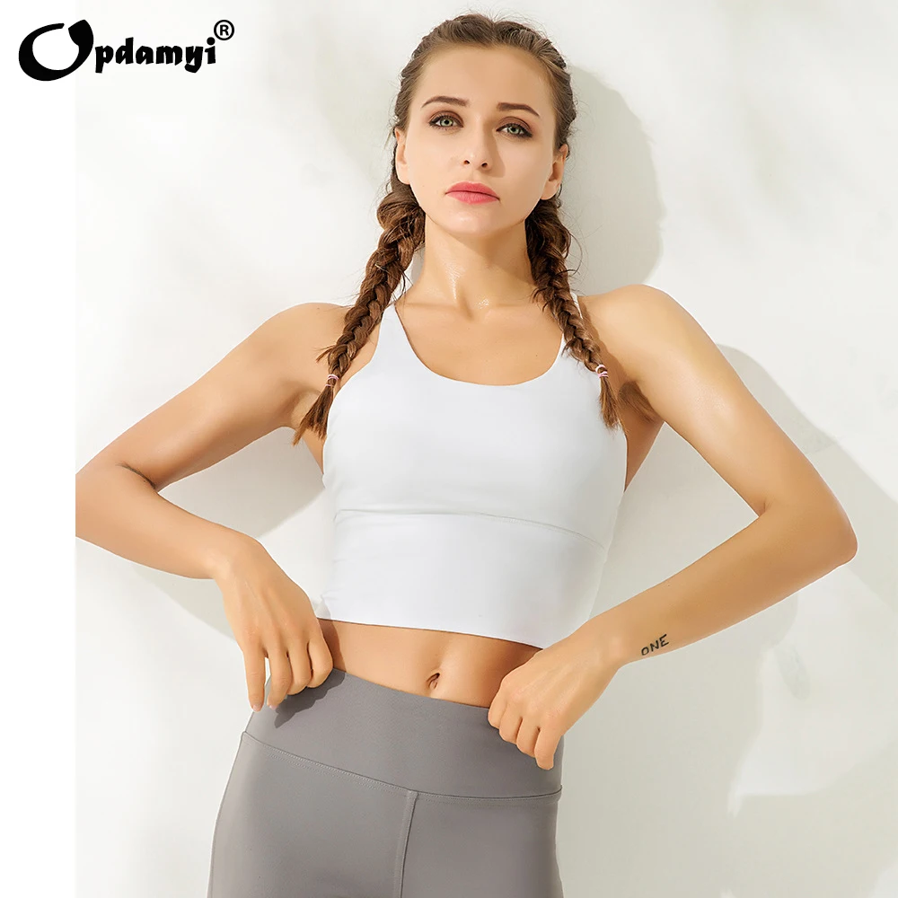 High Impact Seamless Sports Bra Women Yoga Strappy Sports Bra Crop Tops Workout Fitness Activewear Racerback Padded Shirt image 5