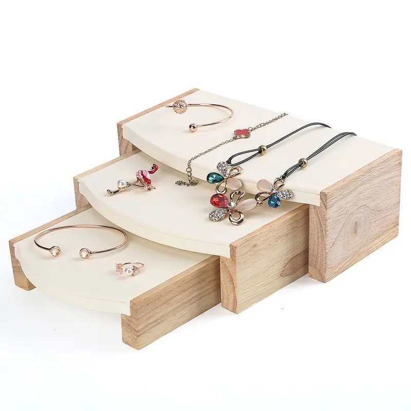 New   3 Pc/Set Bamboo  Small Stool Jewelry Pendant Necklace Display Stand Bracelet Rings Earings Organizer Rack Gift Woman S M L