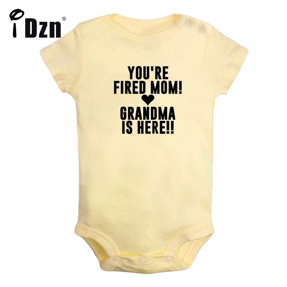 You're Fired Mom Grandma Is Here Cute Baby Bodysuit Funny Letter Printed Clothing Baby Boys Rompers Baby Girls Short Jumpsuit