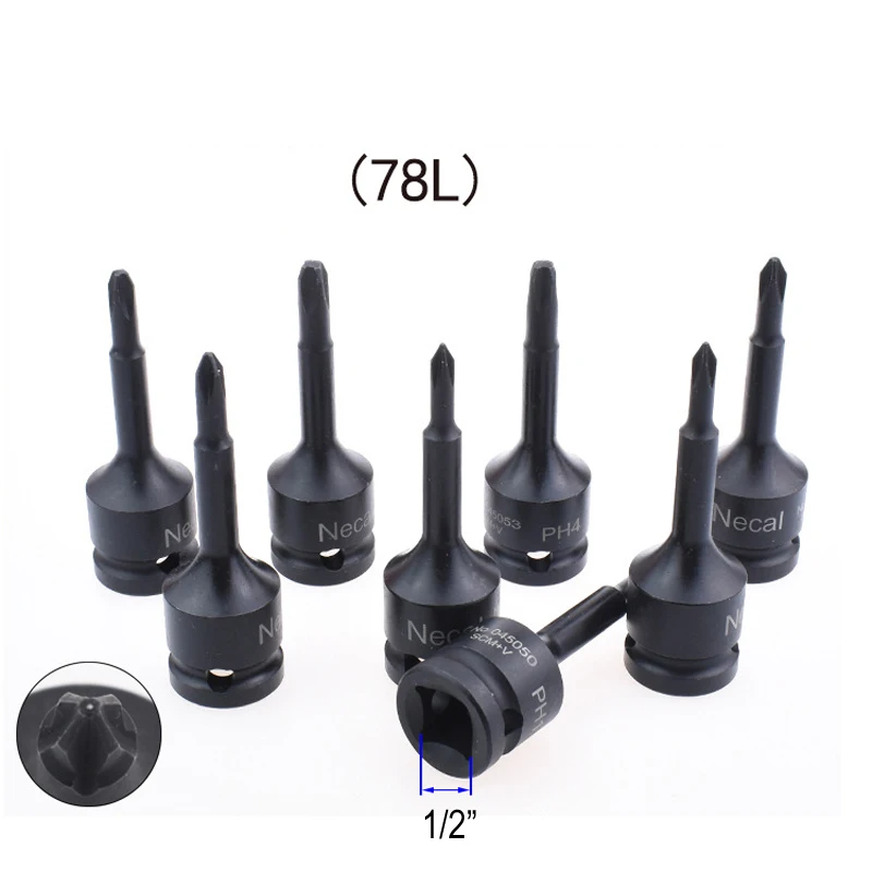 Imagem -02 - Adaptador de Chave de Impacto Phillips Peça 78 mm de Comprimento Polegadas para Ferramentas de Chave de Fenda Ph1 Ph2 Ph3 Ph4