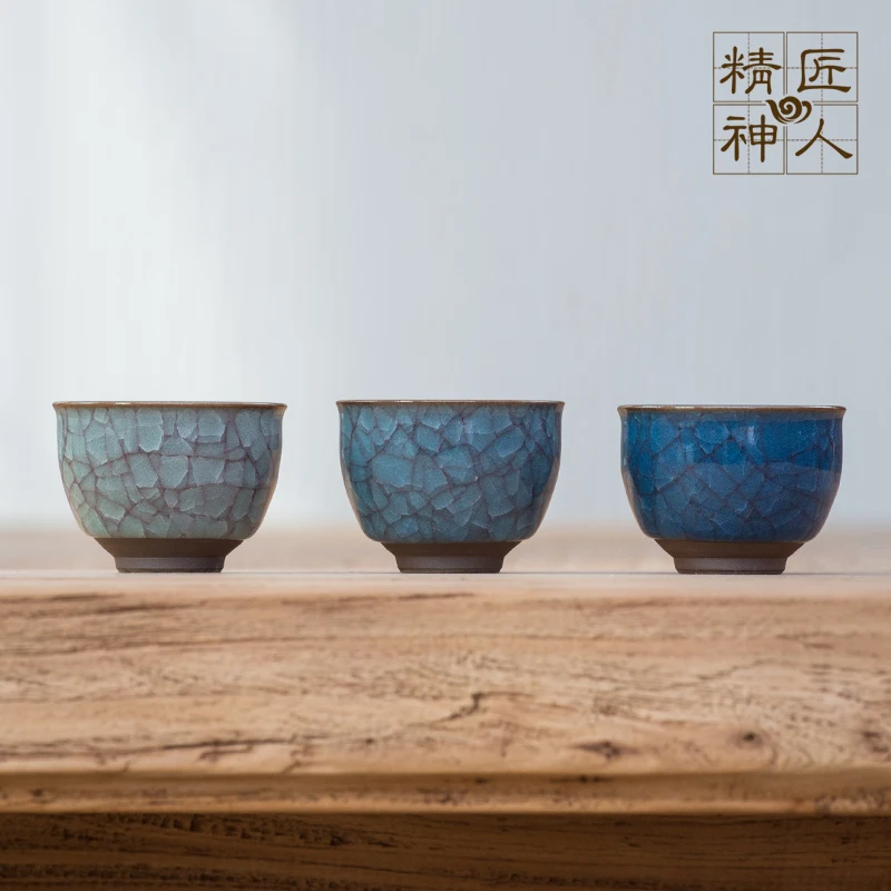 clear water fired crystal open piece ice cracked glaze tea cup [Kawabata Kawabata] Pro product tea cup ceramics