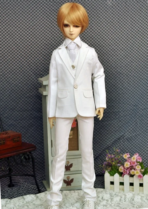 1/4 1/3 BJD clothes White suit coat +shirt +trousers +vest for BJD/SD MSD SD13 SSDF ID72 HID Strong uncle doll accessories C0074