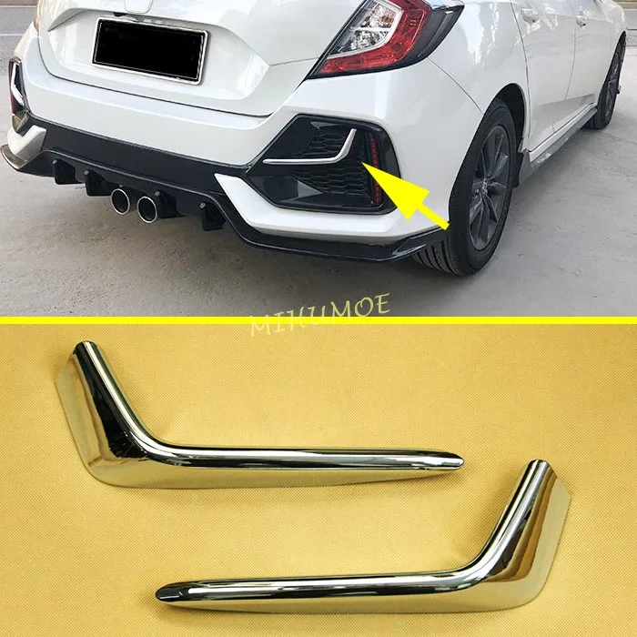 

For 2020 2021 Honda Civic Hatchback Chrome Rear Bumper Reflector Fog Light Cover Trims Garnish