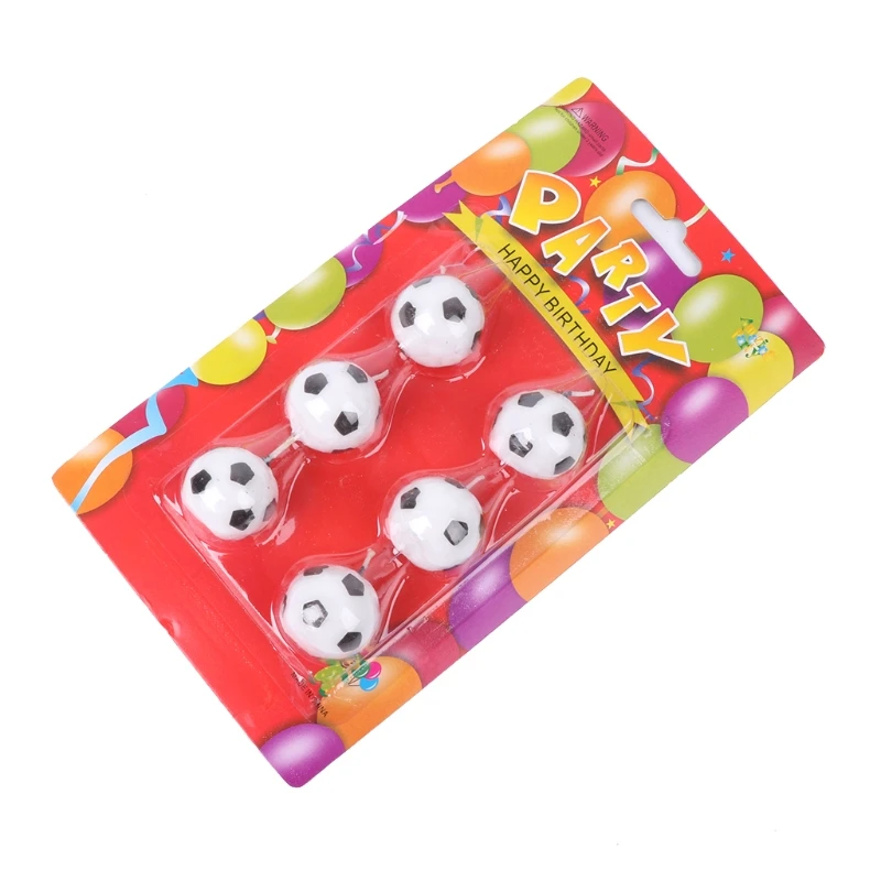 6Pcs/Set Soccer Ball Football Candles For Birthday Party Kid Cake Decorating Supplies Drop Shipping