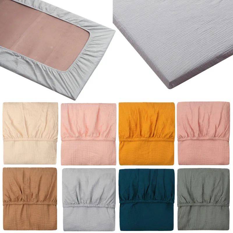 Cotton Crib Sheet Universal Baby Bed Fitted Sheet Solid Color Crib Fitted Sheet Mattress Cover Bedding Protector For Boys & Girl