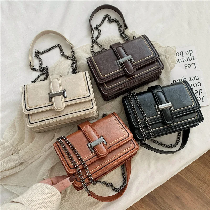 Vintage PU Leather Crossbody bags for Women 2022 New Fashion Ladies Cluthes Messenger Shoulder Bag Luxury Design Female Purses