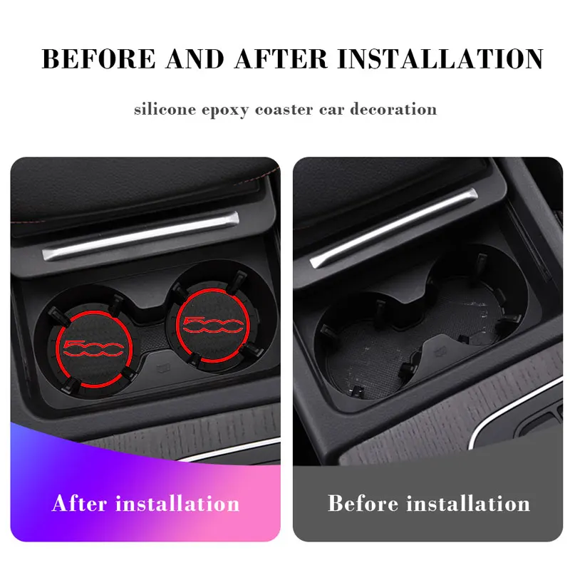 1 / 2pcs Car Decoration Accessories Car Coaster Water Cup Slot Fit For Fiat 500 Punto For Abarth Stilo Auto Non Slip Mat Styling