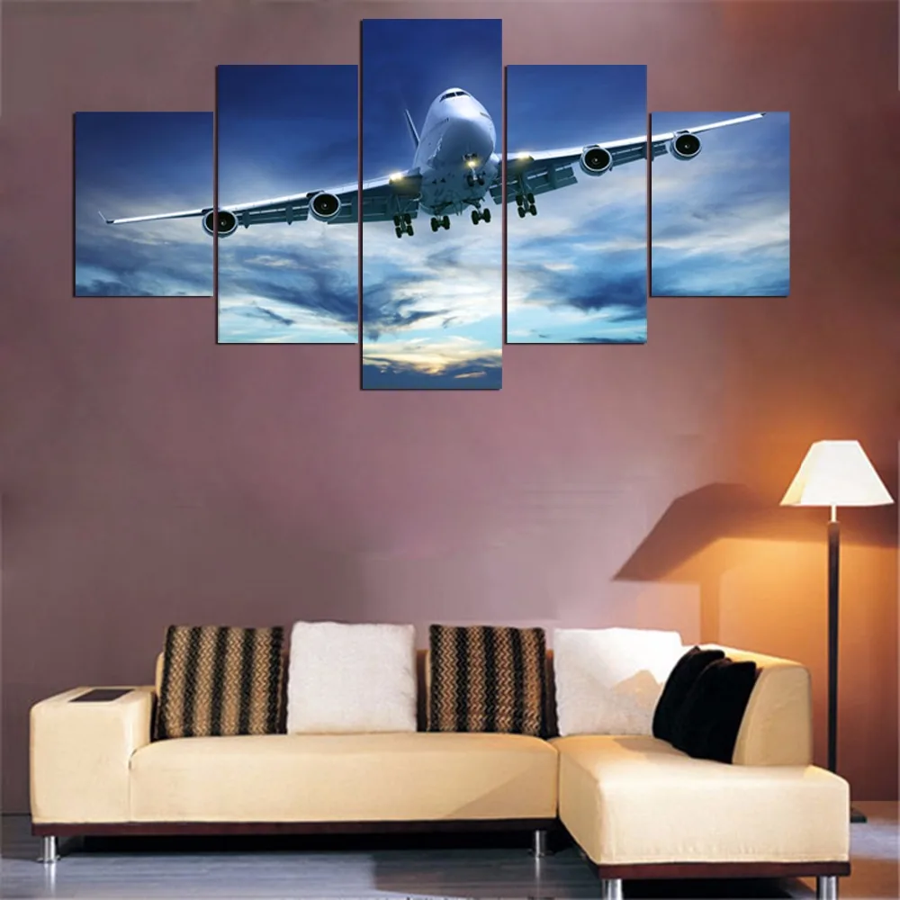 Modern Home Decoration Wall Painting Photography Airplane In The Sky Hd Printing Canvas Living Room Block Poster