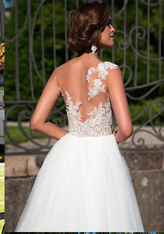 Robe de mariée de princesse à col rond, en dentelle, ligne a, en Tulle, sans manches, dos nu, sur mesure, 2020