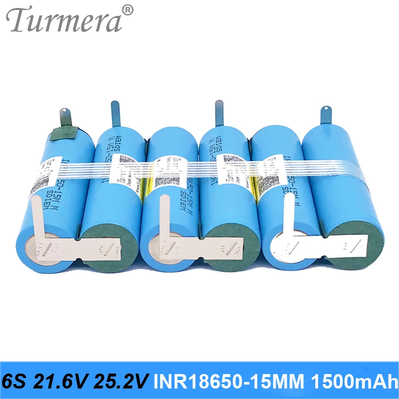 

6s INR18650-15mm 1500mah 25a 21.6v 25.2v 18650 Battery Pack soldering battery for screwdriver battery vacuum cleaner customized