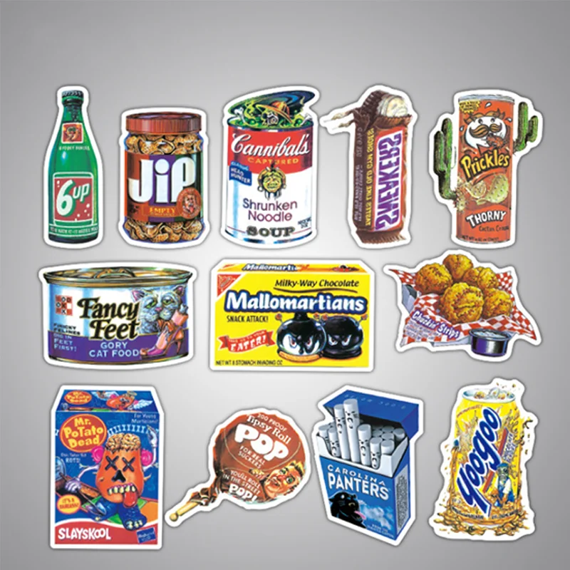 10/30/50 PCS spoof packaging snacks graffiti waterproof tide brand suitcase laptop skateboard waterproof stickers wholesale