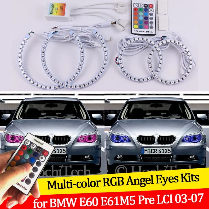 For BMW E60 E61 520i 525i 530i 540i 545i 550i  Pre LCI 2003-2007 16 colors RGB Angel Eyes LED  Rings RF Wireless Control DRL