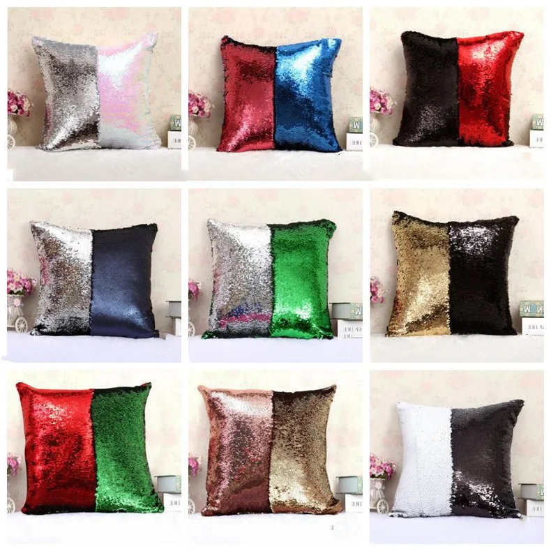 

Mermaid Sequins Pillow Case Magic Reversible Sequin Cover Pillowcases Home Decorative Cushion Cover Office Sofa Cushion Pillow