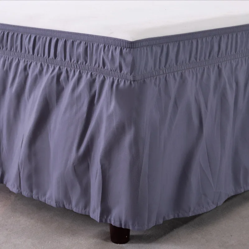 Wrap Around Ruffled Bed Skirt with Adjustable Elastic Belt Wrinkle Free Bedskirt Dust Ruffles, Bed Frame Cover Queen King Size