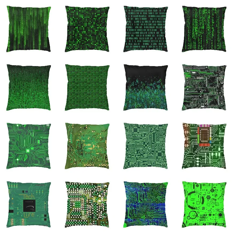 Cool Geek Computer Green Technology Square Pillow Cover Decoration 3D Printed Programmer Hacker Tech Cushion Cover For Car