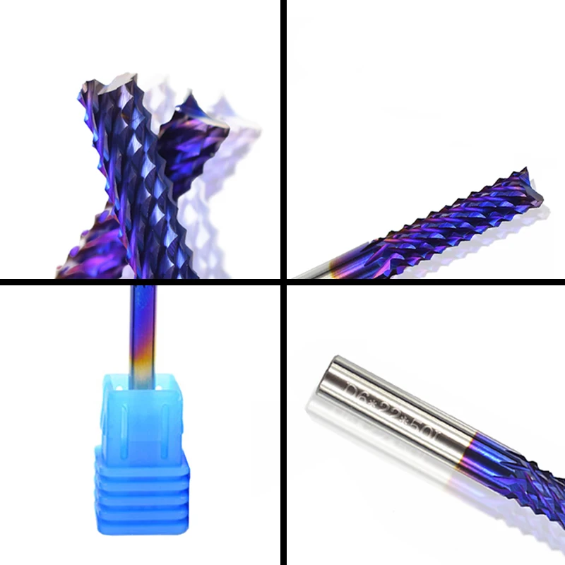 UCHEER 3.175-10mm SHK Solid Carbide Corn End Mill Milling Cutter Router Bit Nano Blue Engraving Router Tools CNC Endmill