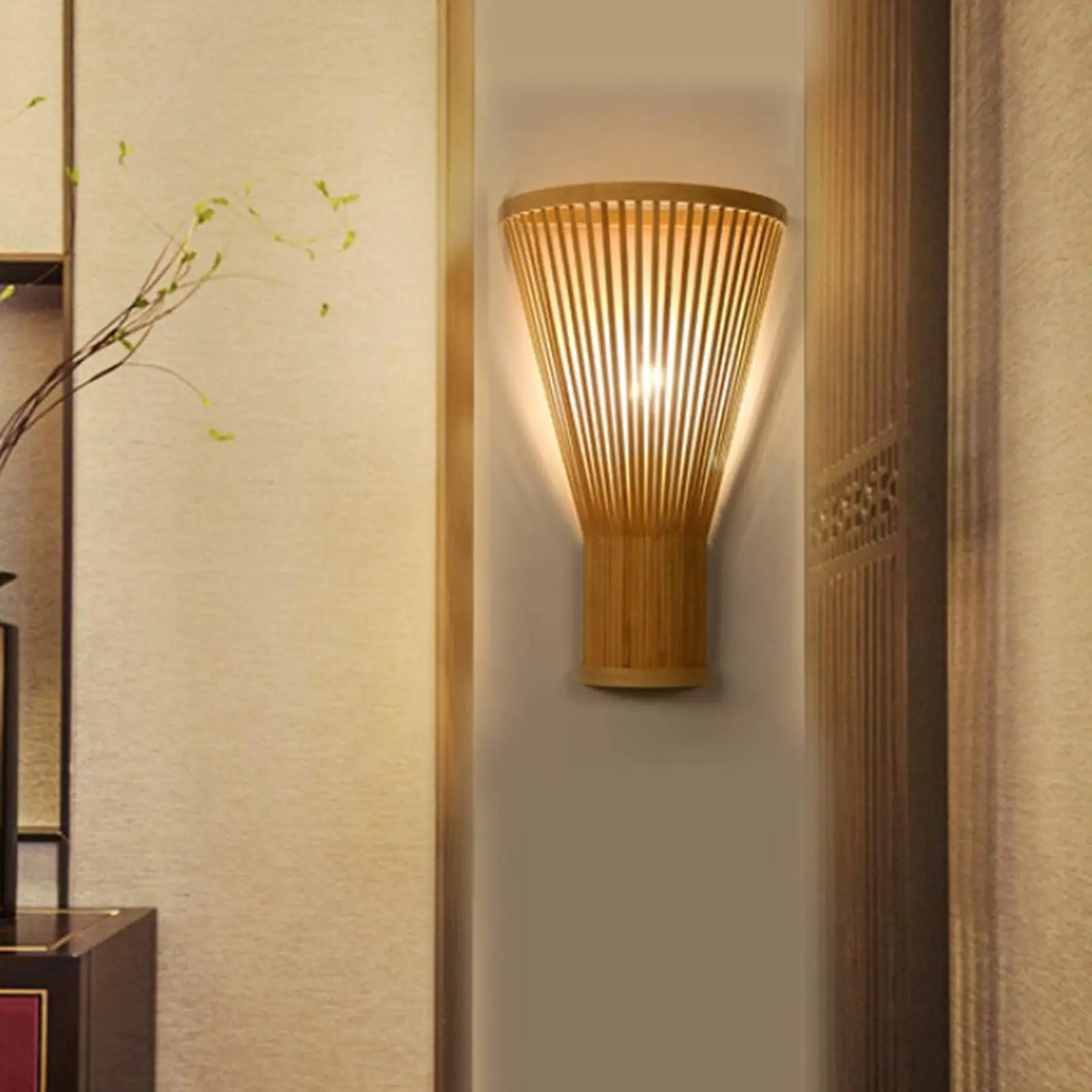 Creative Bamboo Wall Lamp Sconce LED E27 Weave Novelty Vintage Night Lights for Corridor Restaurant Country Home Decoration