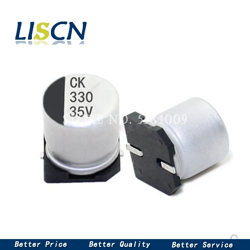 10pcs SMD 6.3V 10V 16V 25V 35V 50V Aluminum Electrolytic Capacitor 1UF 2.2UF 10UF 22UF 33UF 47UF 100UF 220UF 330UF 470UF 1000UF