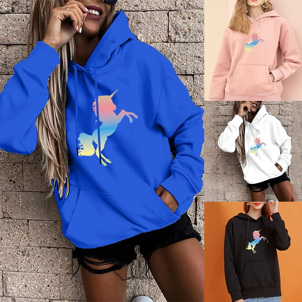 

Hoodie Women's Harajuku Long Sleeve Top Fantasy Cartoon Print Loose Pocket Pullover Girls Casual Pullover New Sports Hoodies