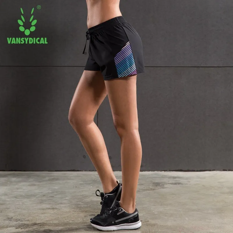 

Vansydical Womens Running Shorts Fitness Yoga Sports Shorts Quick Dry Female Elastic Waist Training Jogging Shorts